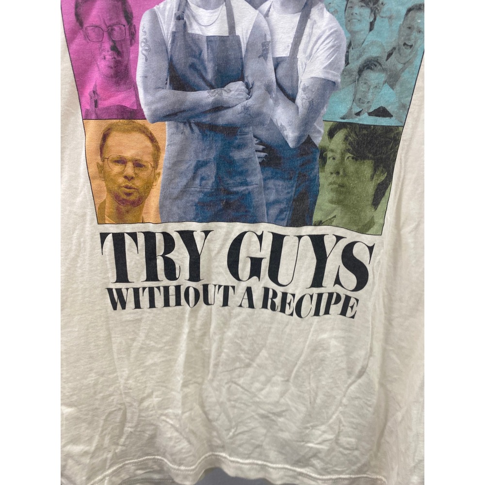 Try Guys Without A Recipe Graphic T-Shirt Mens Large Cream Bella Canvas YouTube